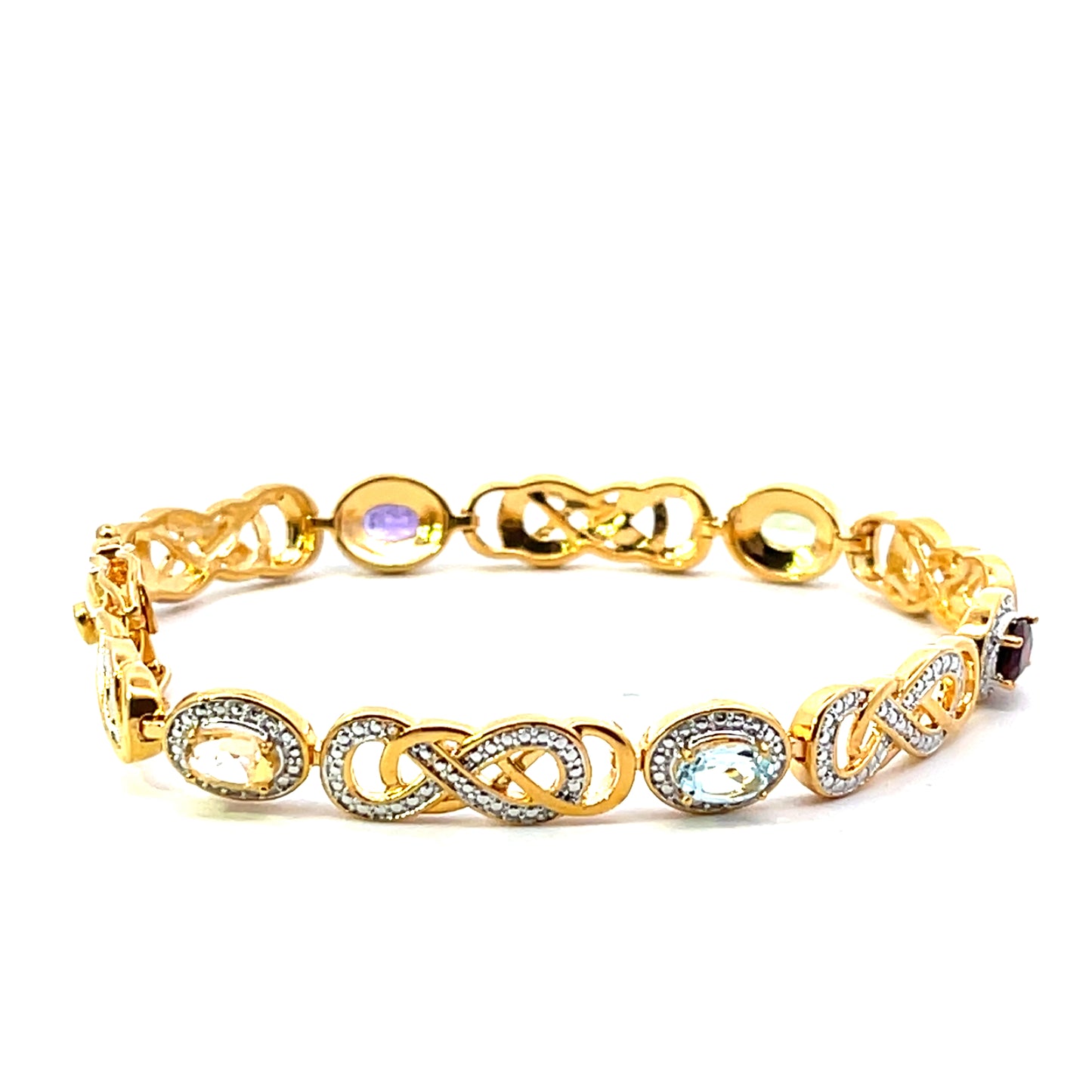 DIAMOND MULTIGEMSTONES OVAL WITH HALO AND INIFINITY BRACELET