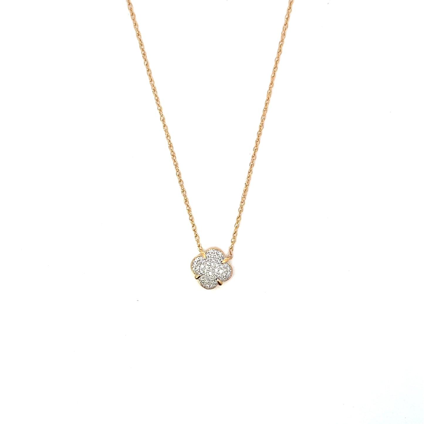 D-0.25CTW DIAMOND FLOWER PAVE DIAMOND NECKLACE SGP