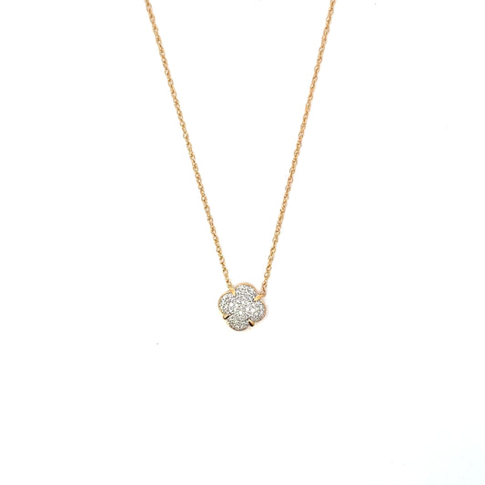 D-0.25CTW DIAMOND FLOWER PAVE DIAMOND NECKLACE SGP