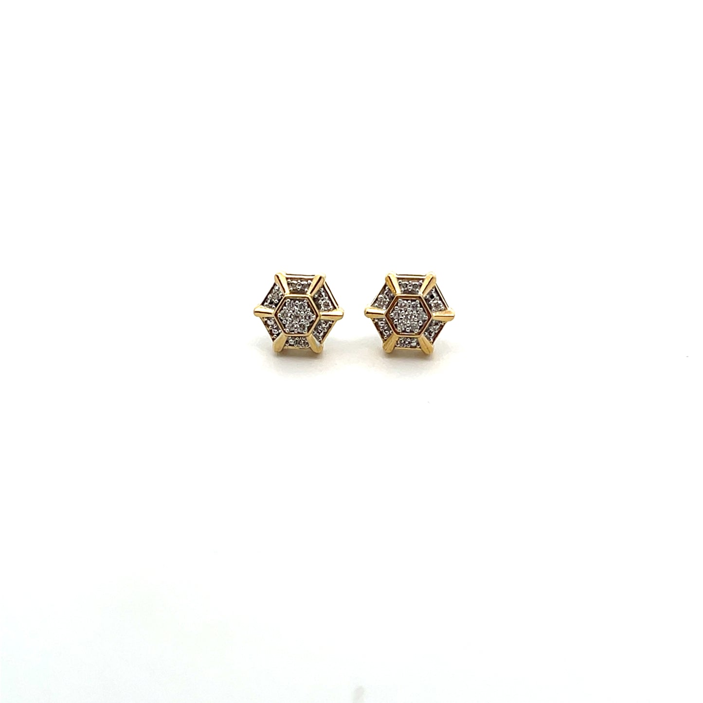 D-0.10CTW LAB DIAMOND LGD STUD EARRINGS WITH SGP HEXAGONAL