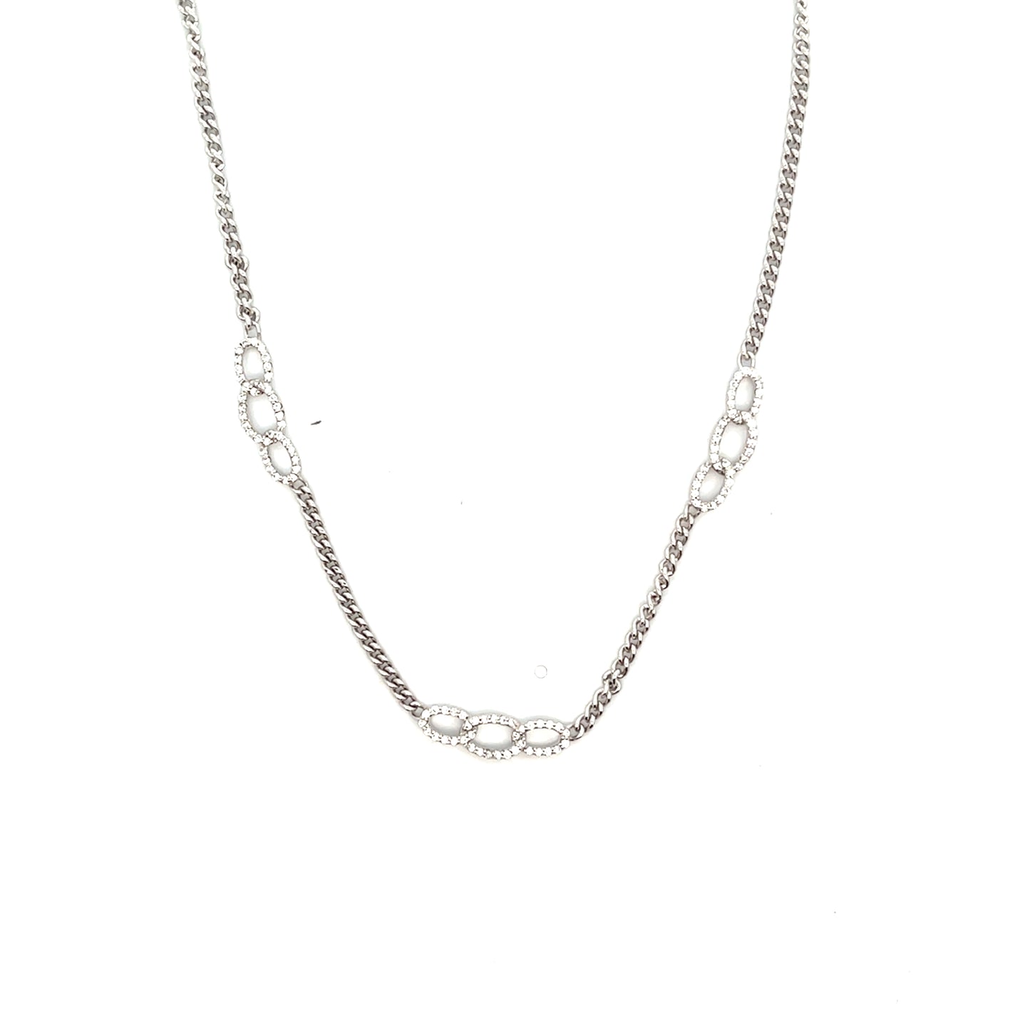 D-0.35CTW 3CIRCLE WITH DIAMOND AND CUBAN CHAIN NECKLACE