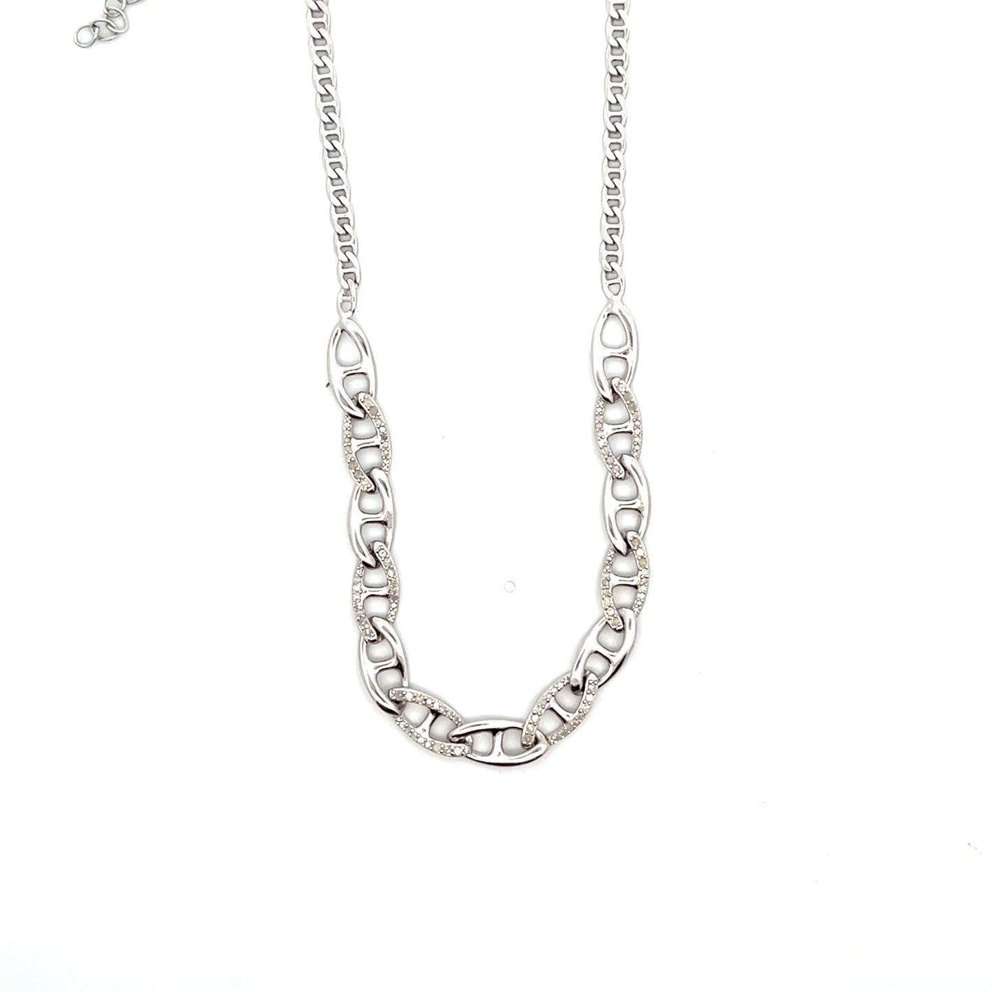 D-0.25CTW HALF GUCCI CHAIN NECKLACE WITH NATURAL DIAMONDS