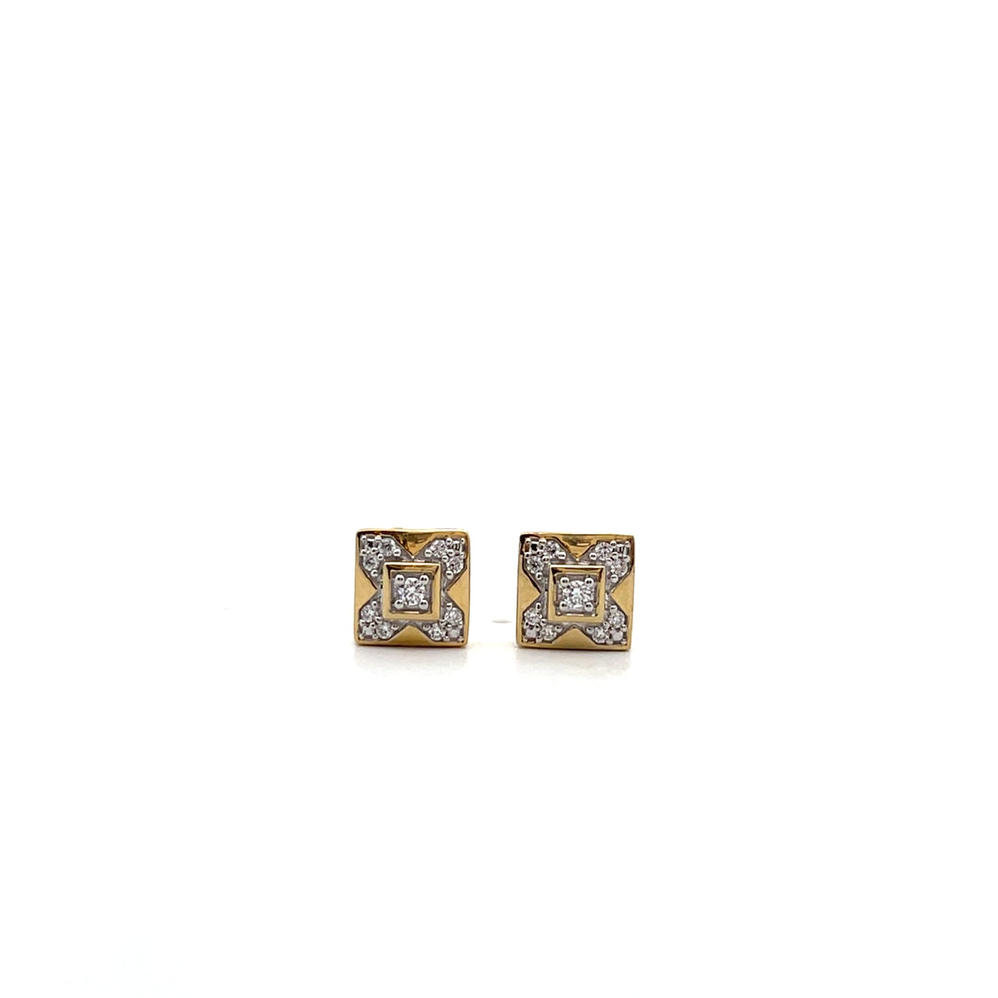 D-0.16CTW LAB DIAMOND LGD STUD EARRINGS WITH SGP SQUARE CROSS
