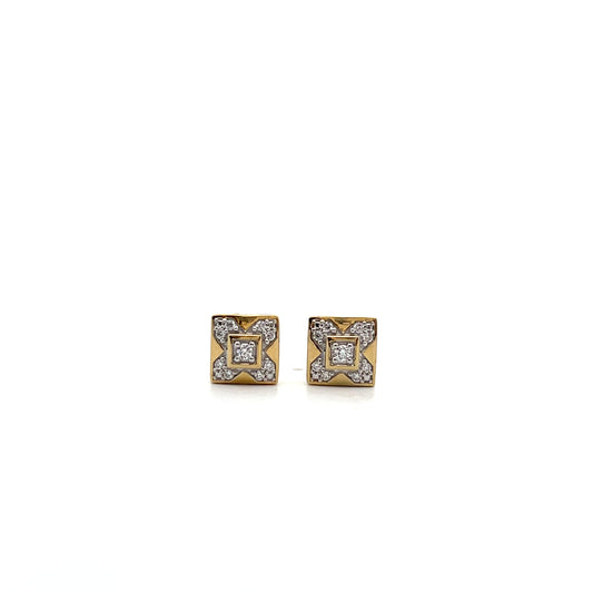 D-0.16CTW LAB DIAMOND LGD STUD EARRINGS WITH SGP SQUARE CROSS