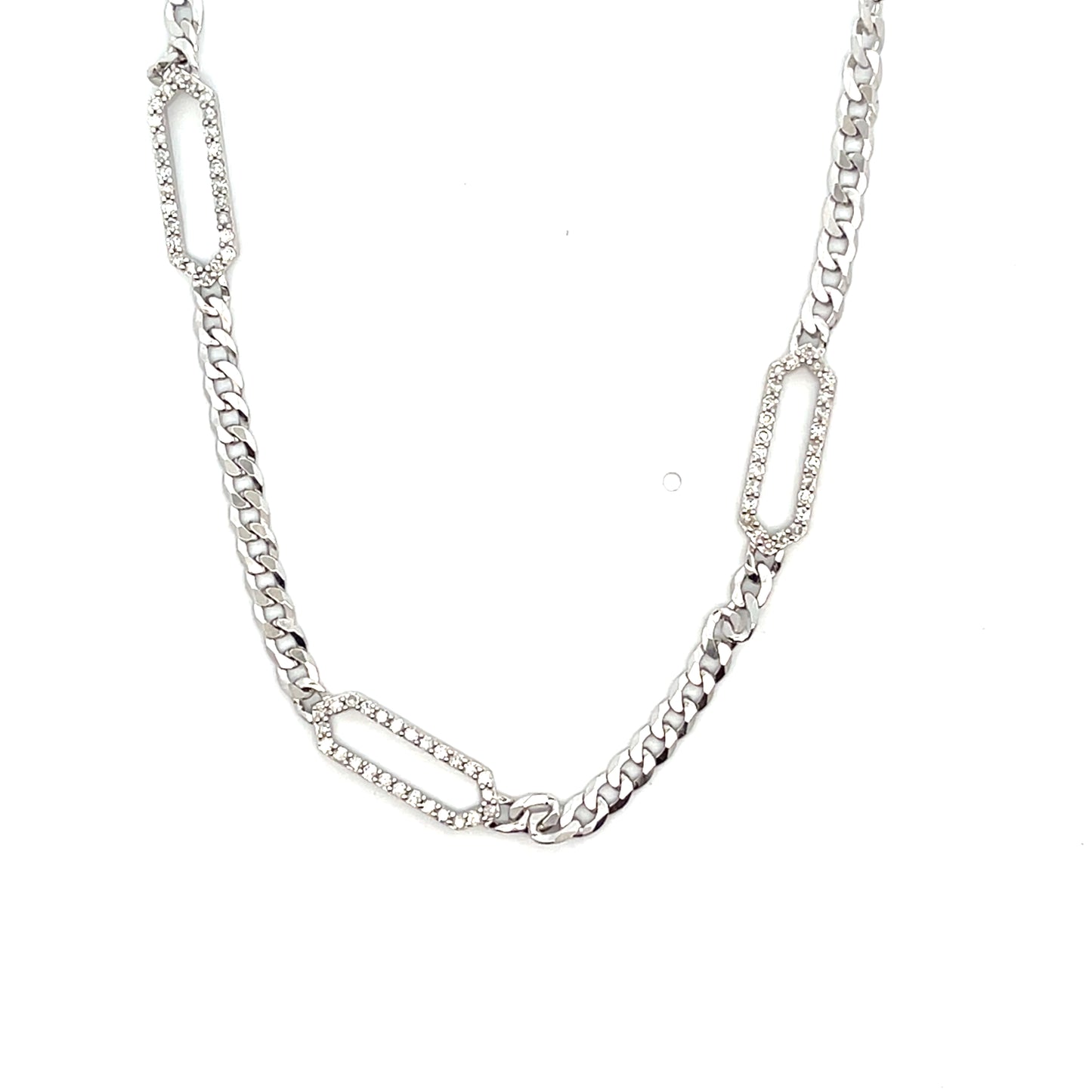 D-0.50CTW DIAMOND CLIP AND CUBAN CHAIN NECKLACE