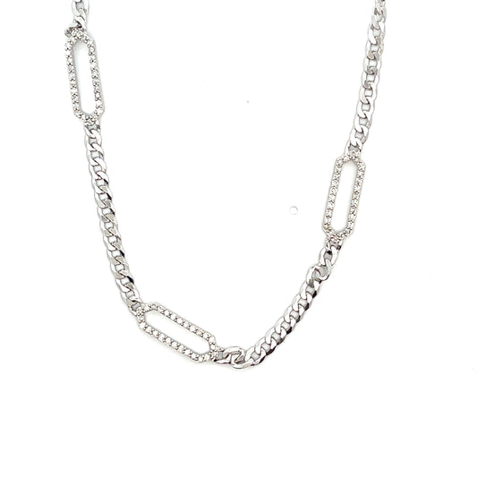 D-0.50CTW DIAMOND CLIP AND CUBAN CHAIN NECKLACE