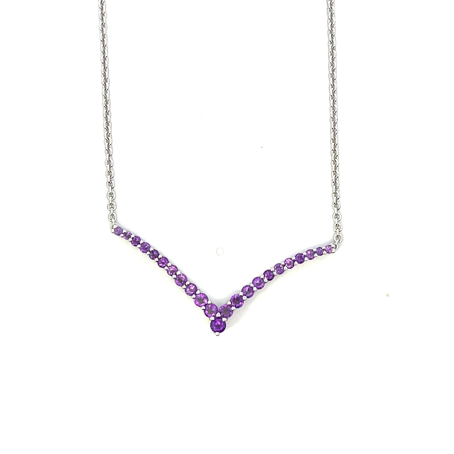 NATURAL AMETHYST V SHAPE NECKLACE