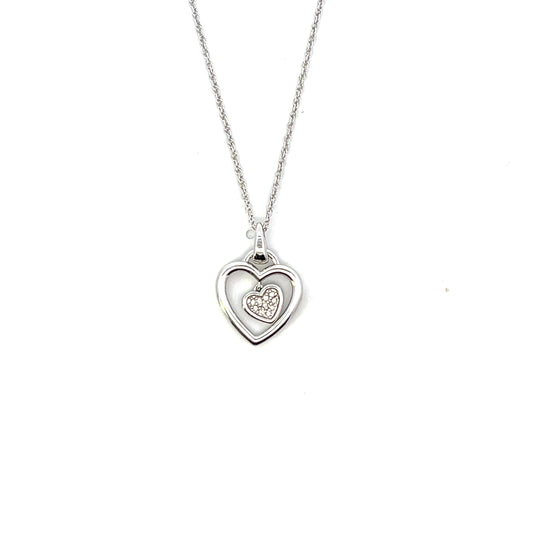 D-0.06 CTW DIAMOND 2 HEART NECKLACE