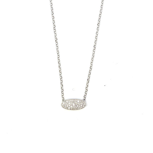 D-0.50CTW NATURAL DIAMOND OVAL PAVE NECKLACE