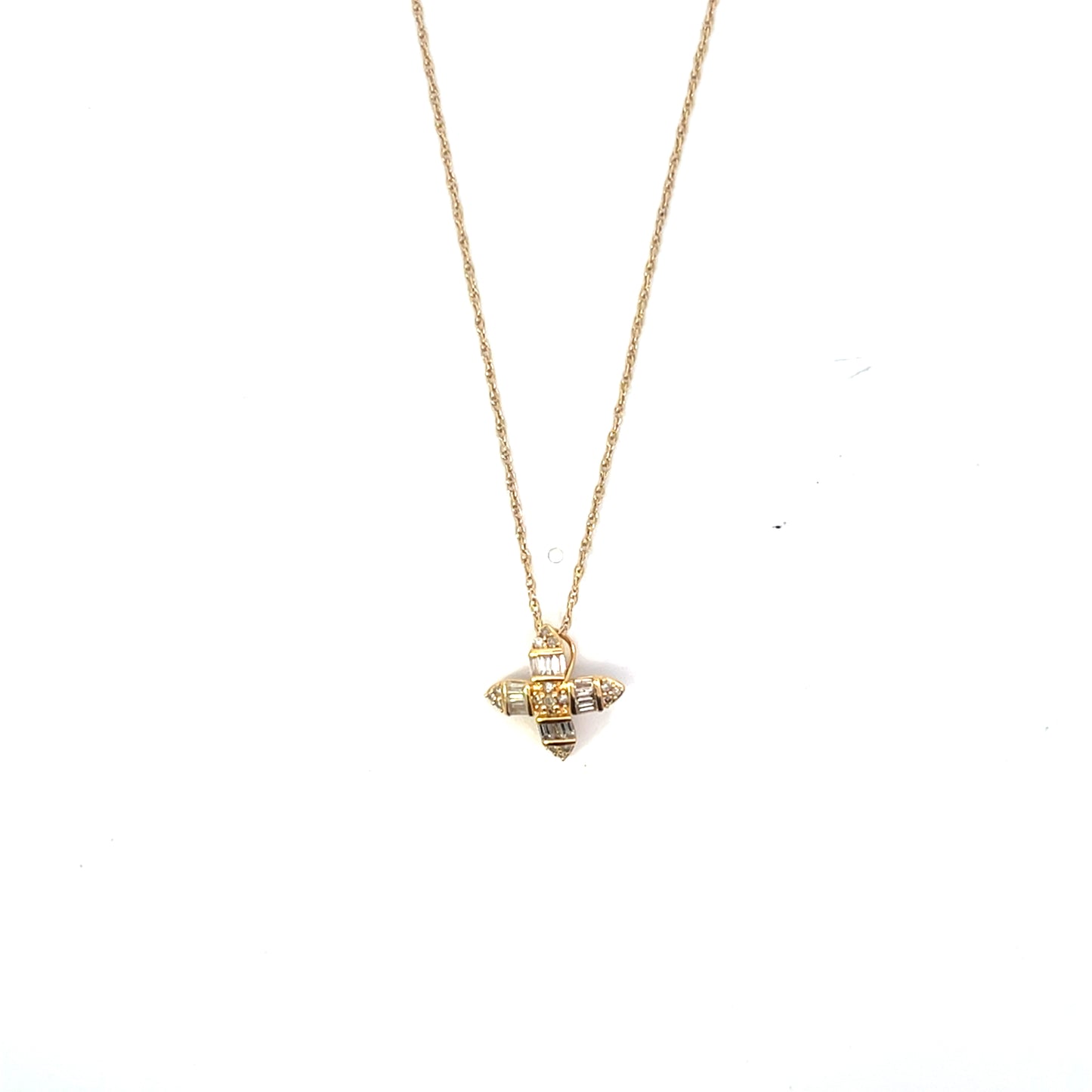 D-0.35CTW NATURAL BAGUETTE DIAMOND CROSS NECKLACE SGP