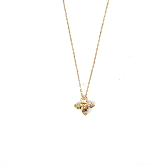 D-0.35CTW NATURAL BAGUETTE DIAMOND CROSS NECKLACE SGP