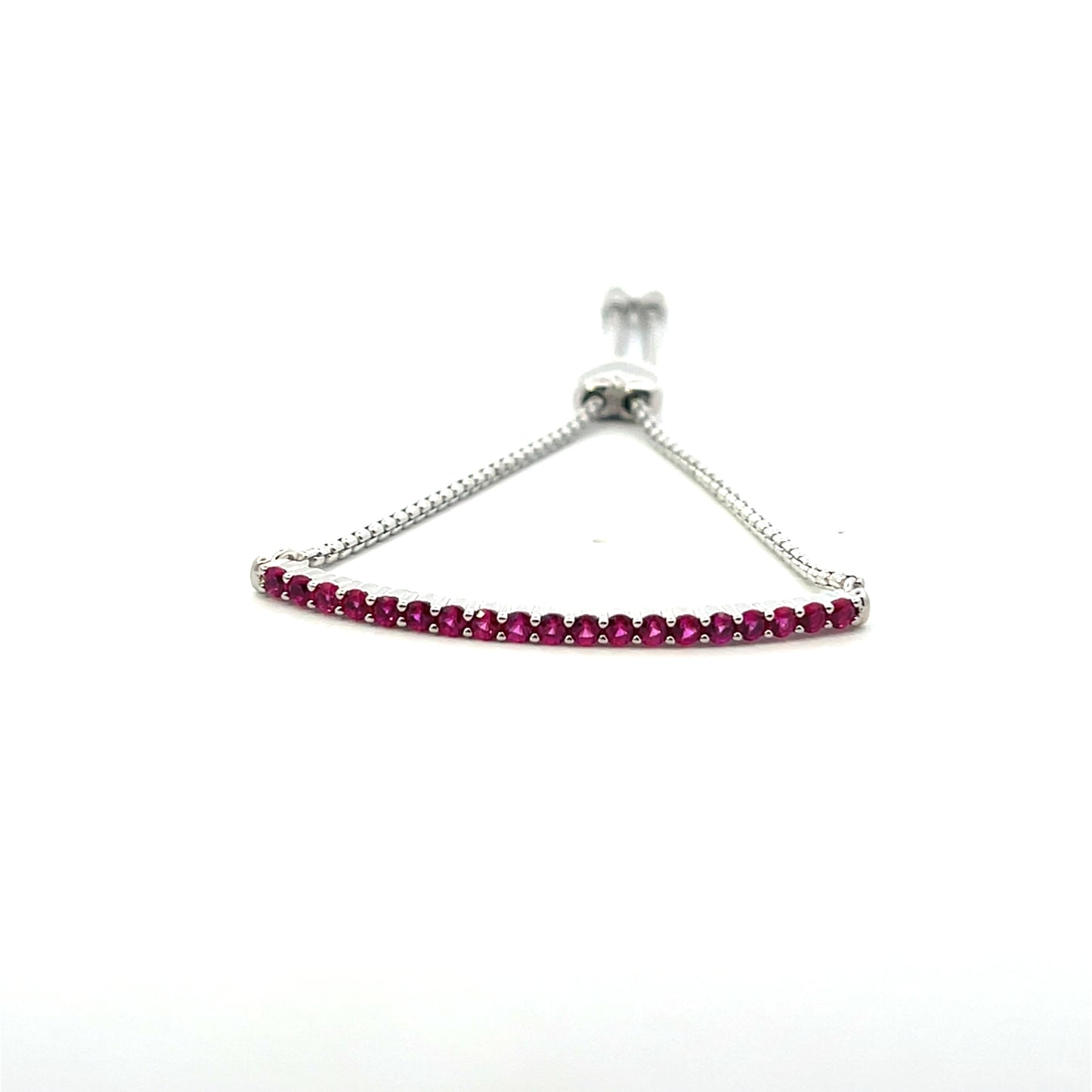 LAB CREATED RUBY HALF TENNIS BRACELET ADJUSTABLE