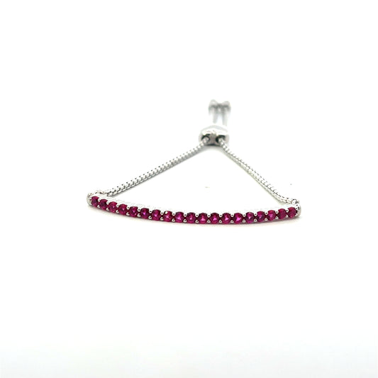 LAB CREATED RUBY HALF TENNIS BRACELET ADJUSTABLE
