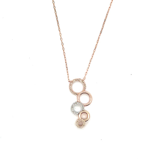 D-0.13 3 TONE 6 CIRCLE NECKLACE