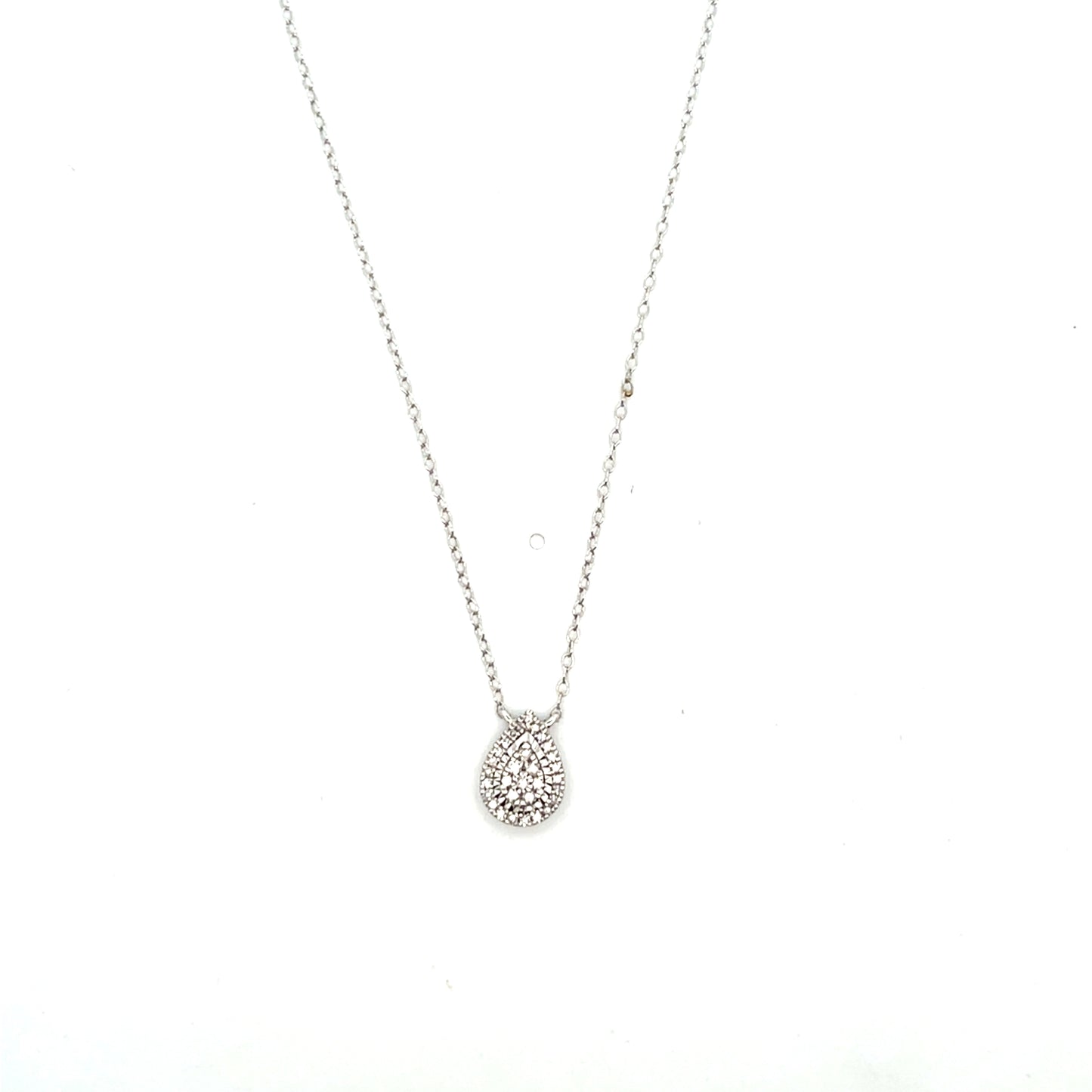 10K WG D-0.20CTW DIAMOND PEAR NECKLACE