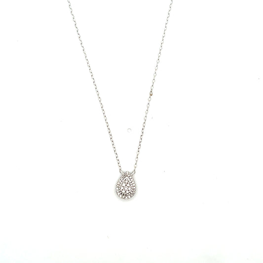10K WG D-0.20CTW DIAMOND PEAR NECKLACE