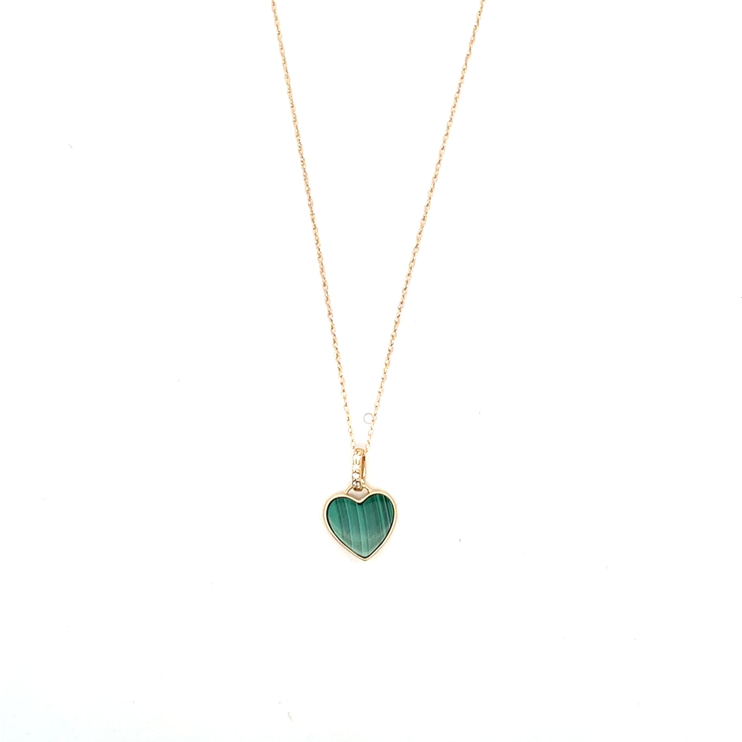 14K YG D-0.03CTW DIAMOND MALAQUITA HEART NECKLACE