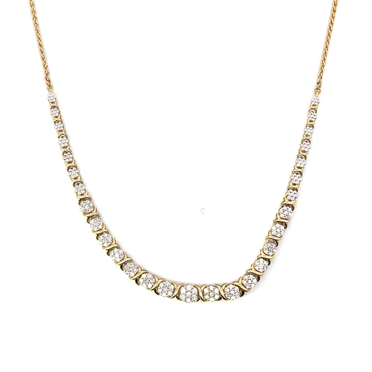 10K YG D-1CTW DIAMOND FLOWER WITH SEPARATOR NECKLACE