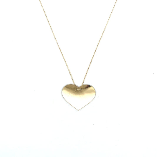 10K YG SOLID HEART NECKLACE