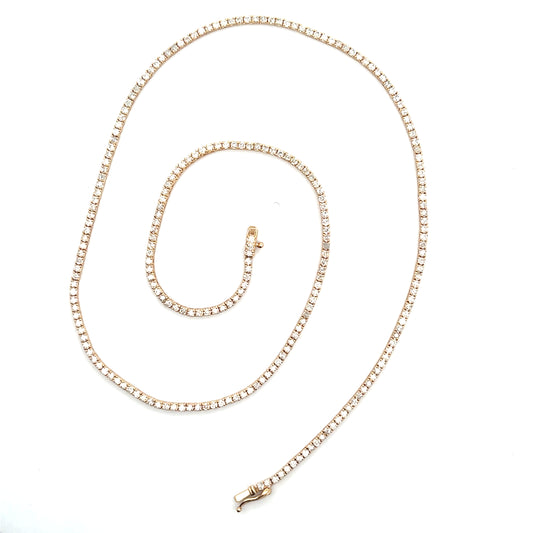 14K YG D-2.50CTW DIAMOND TENNIS NECKLACE 16"