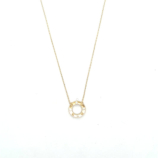 10K YG HOLLOW CIRCLE WITH CZ NECKLACE