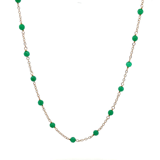 14K YG EMERALD MINI BALL NECKLACE 17"