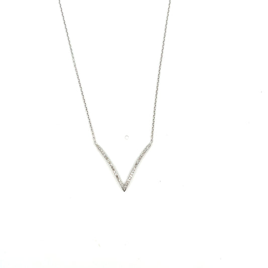10K WG D-0.18CTW DIAMOND V SHAPE NECKLACE