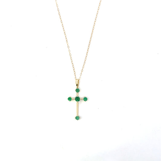10K YG EMERALD CROSS NECKLACE