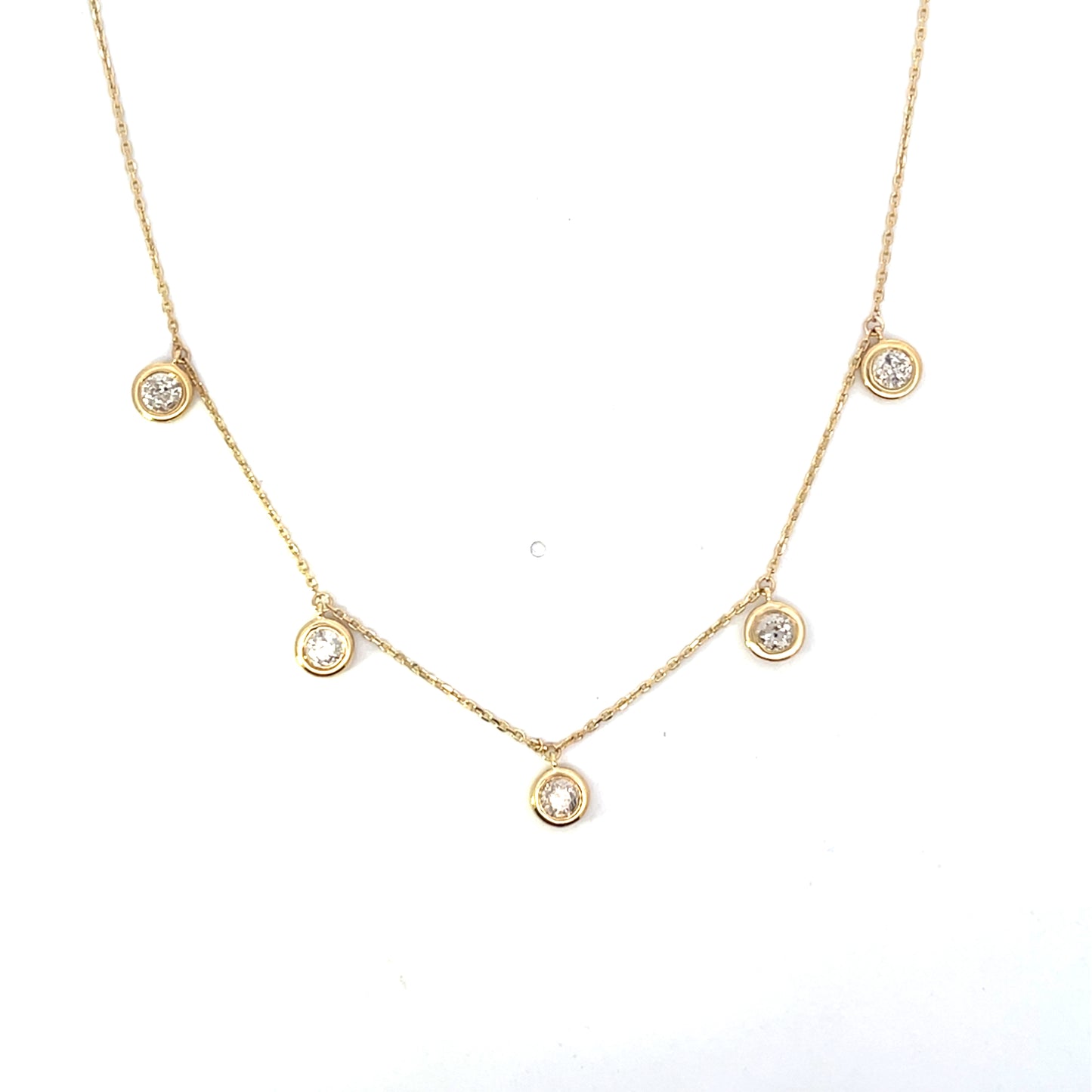 14K YG D-1.05 DIAMOND WITH BEZEL CHARMS NECKLACE