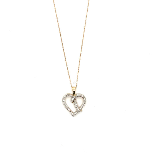 10K WG D-0.25CTW HOLLOW DIAMOND HEART NECKLACE