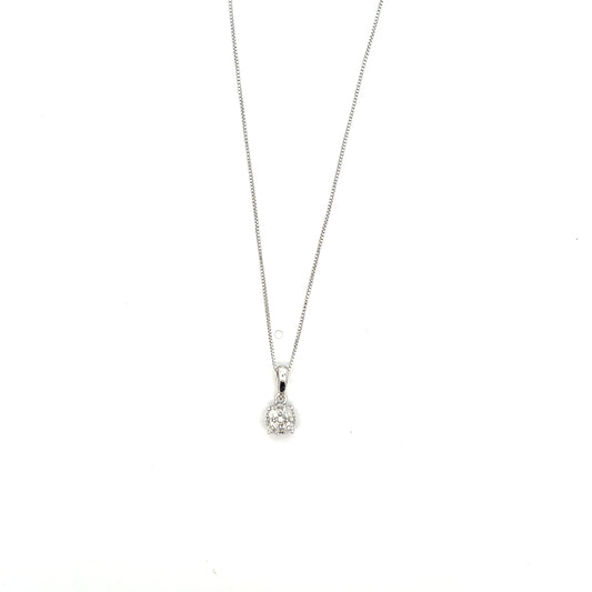 10K WG D-0.25CTW SMALL FLOWER DIAMOND NECKLACE