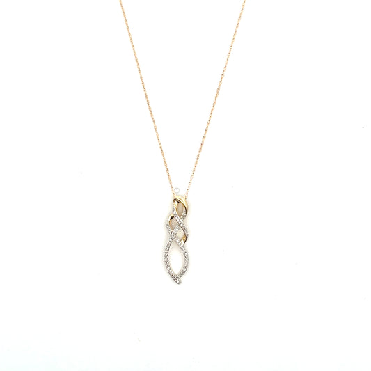 10K YG D-0.10CTW DIAMOND SWIRL NECKLACE 2