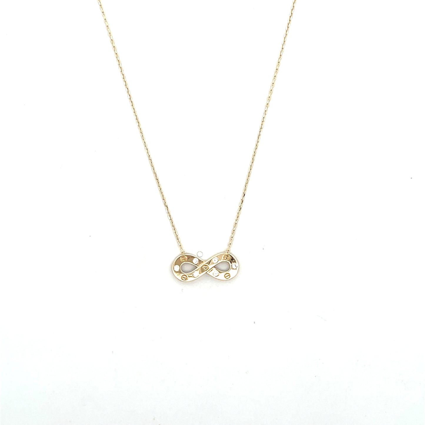 10K YG INFINITY WITH CZ NECKLACE