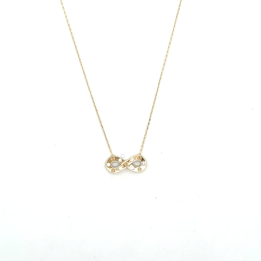 10K YG INFINITY WITH CZ NECKLACE
