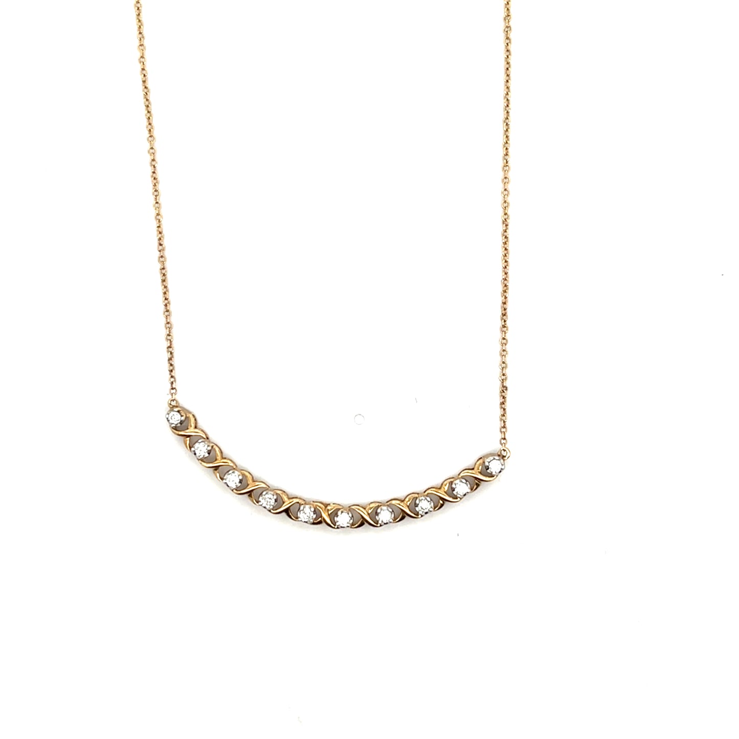 10K YG D-0.25CTW DIAMOND BRAIDED BAR NECKLACE