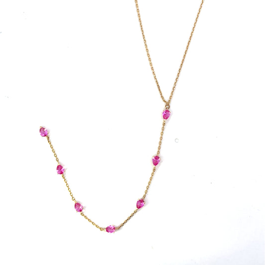 14K YG PINK SAPPHIRE LARIAT