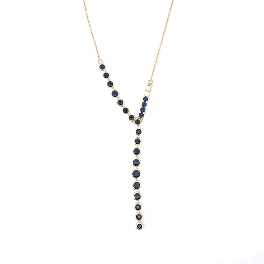 10KYG 2CT SAPPHIRE D-0.10CTW DIAMOND LARIAT NECKLACE
