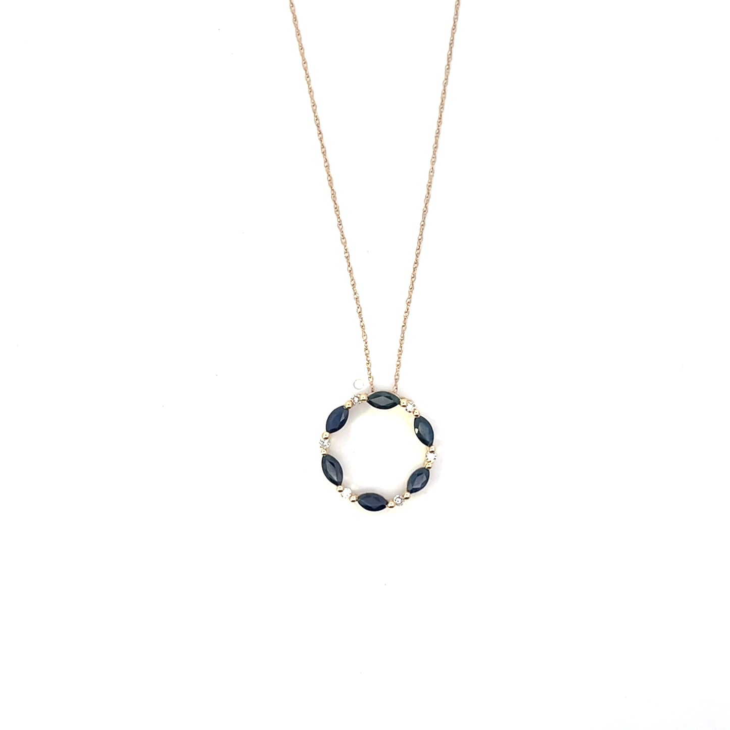 10K YG D-0.10CTW CIRCLE OF LIFE SAPPHIRE AND DIAMOND ACCENT