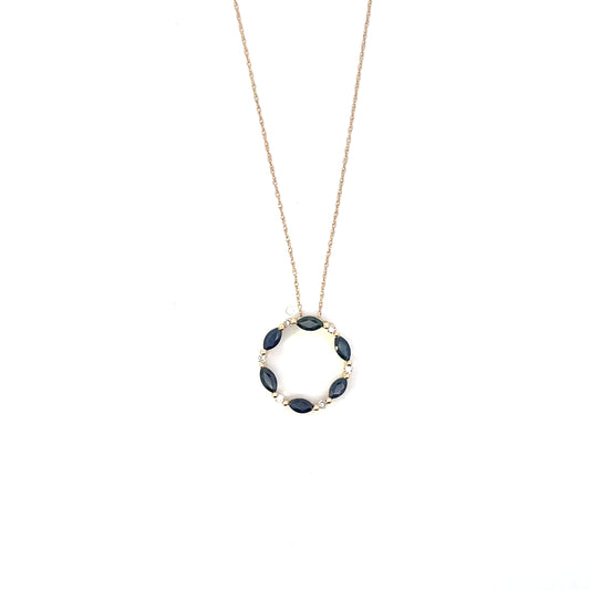 10K YG D-0.10CTW CIRCLE OF LIFE SAPPHIRE AND DIAMOND ACCENT