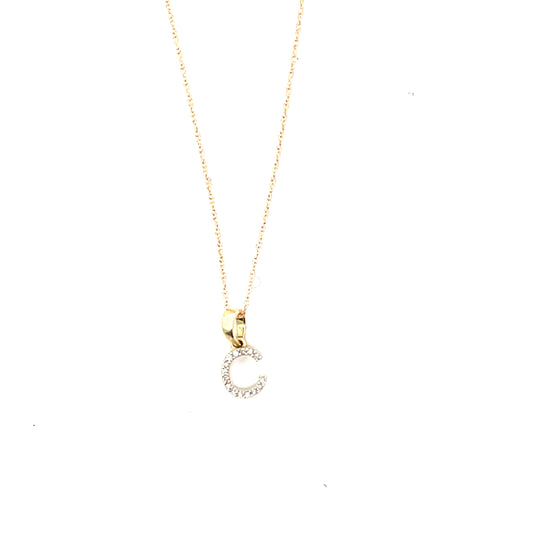 10K YG D-0.03 LETTER NECKLACE LETTER C
