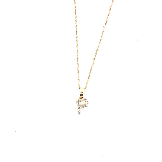 10K YG D-0.03 LETTER NECKLACE LETTER P