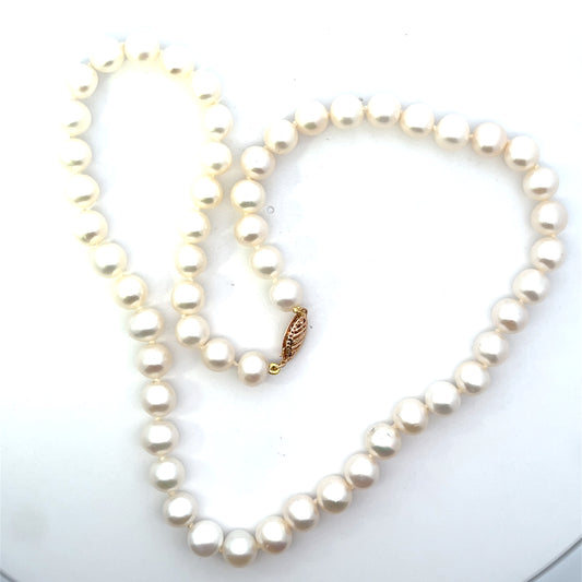 14K YG ALL AROUND BIG PEARL NECKLACE 18"