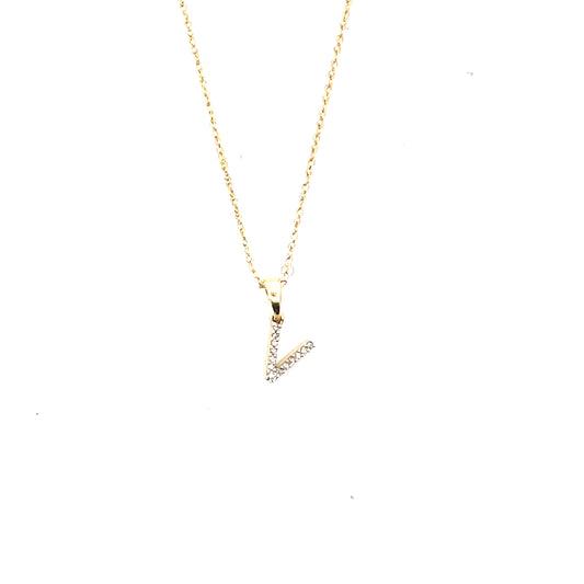 10K YG D-0.03 LETTER NECKLACE LETTER V