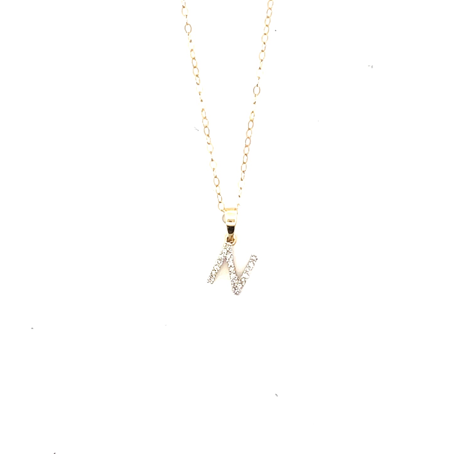10K YG D-0.03 LETTER NECKLACE LETTER N