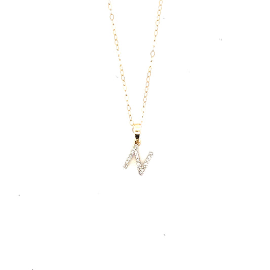 10K YG D-0.03 LETTER NECKLACE LETTER N