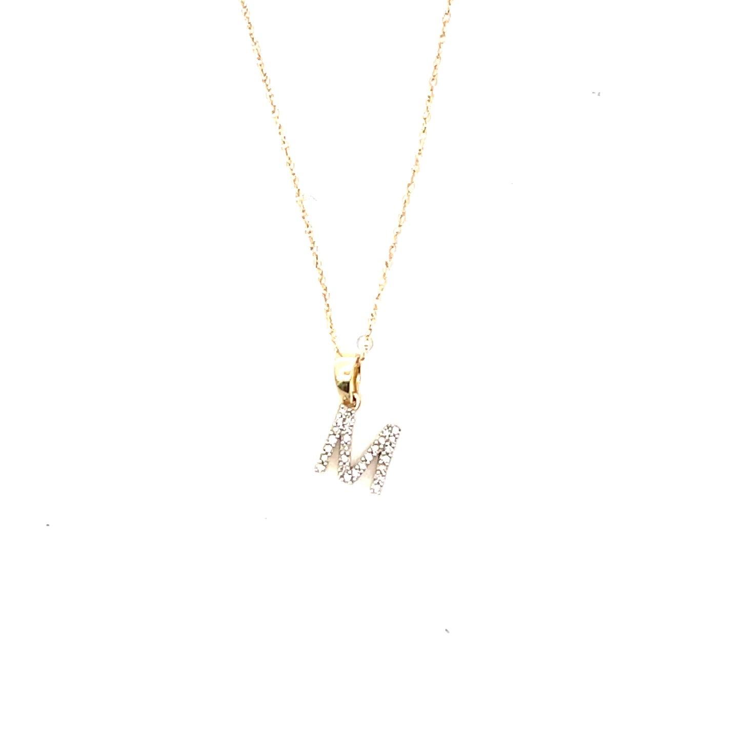 10K YG D-0.03 LETTER NECKLACE LETTER M