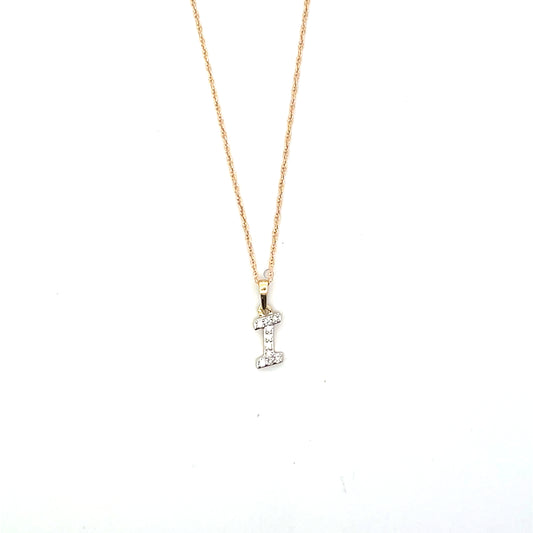 10K YG D-0.03 LETTER NECKLACE LETTER I