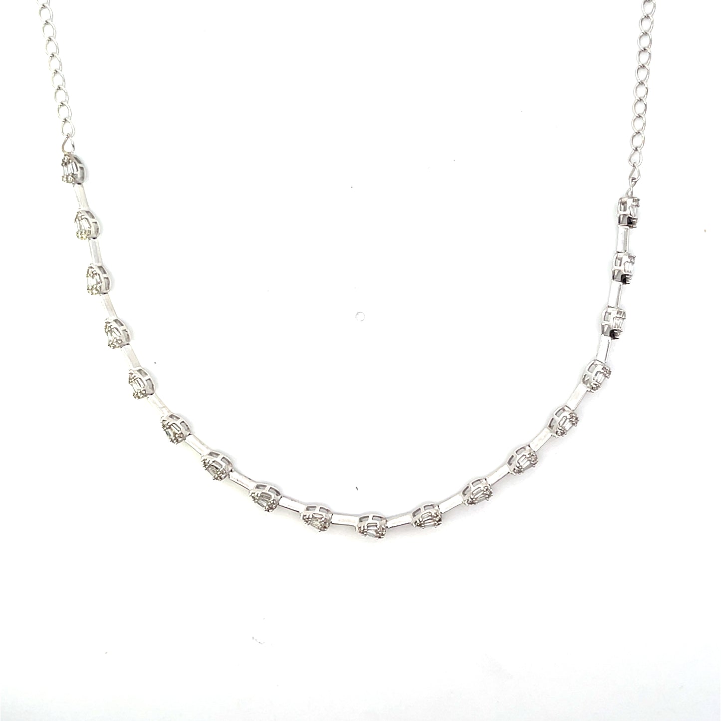 14K WG D-1.00CTW DIAMOND PEAR BAGUETTE CHOKER ($2,250)