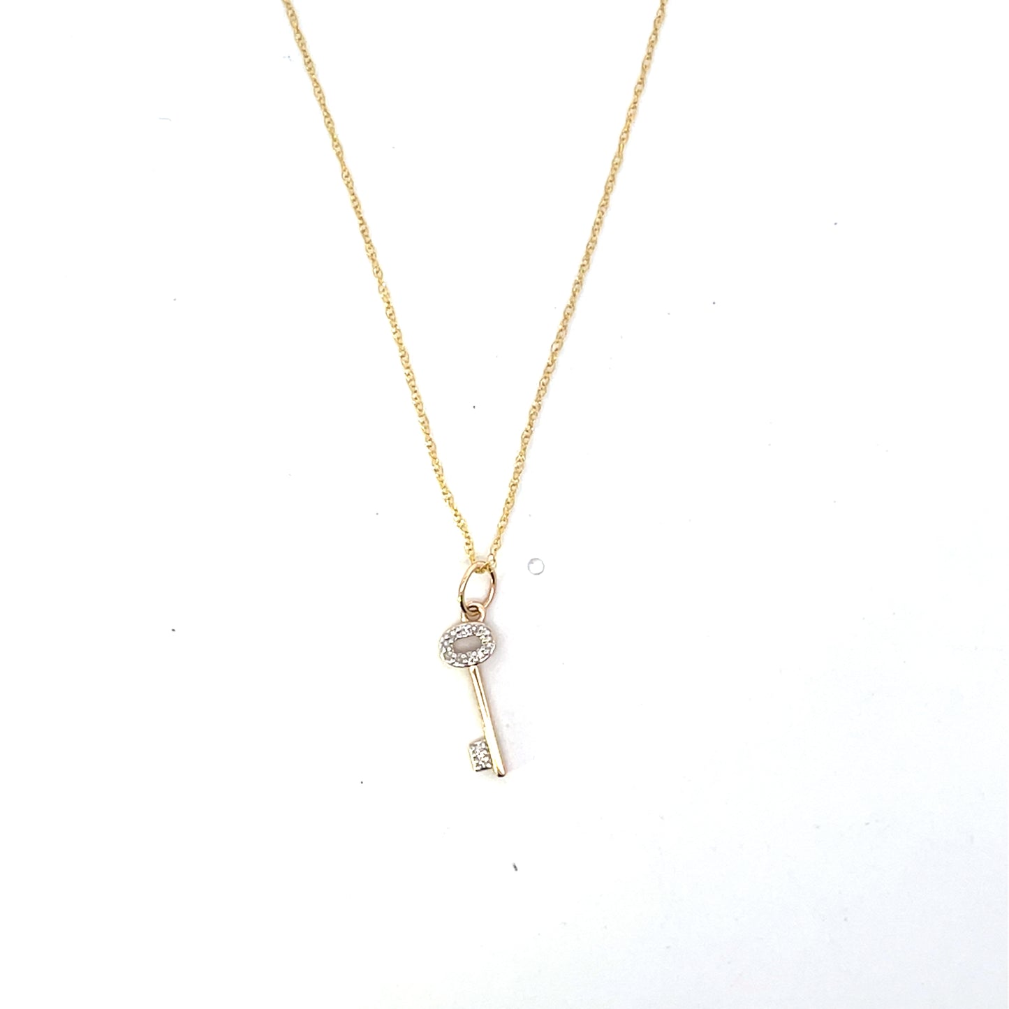 10K YG KEY WITH DIAMOND NECKLACE