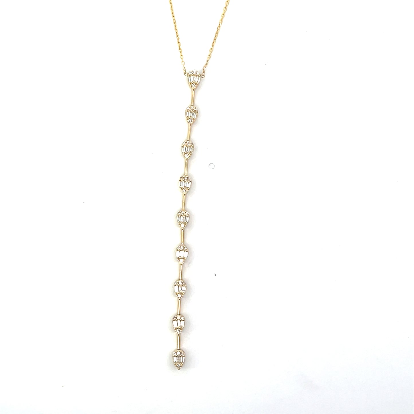 14K YG D-0.50CTW DIAMOND PEAR BAGUETTE LARIAT ($1,380)